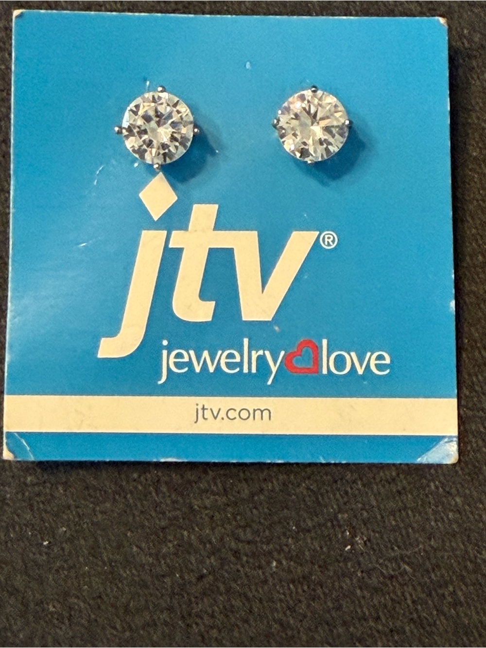 JTV 925 Sterling Silver CZ Solitaire Stud Earrings 7mm